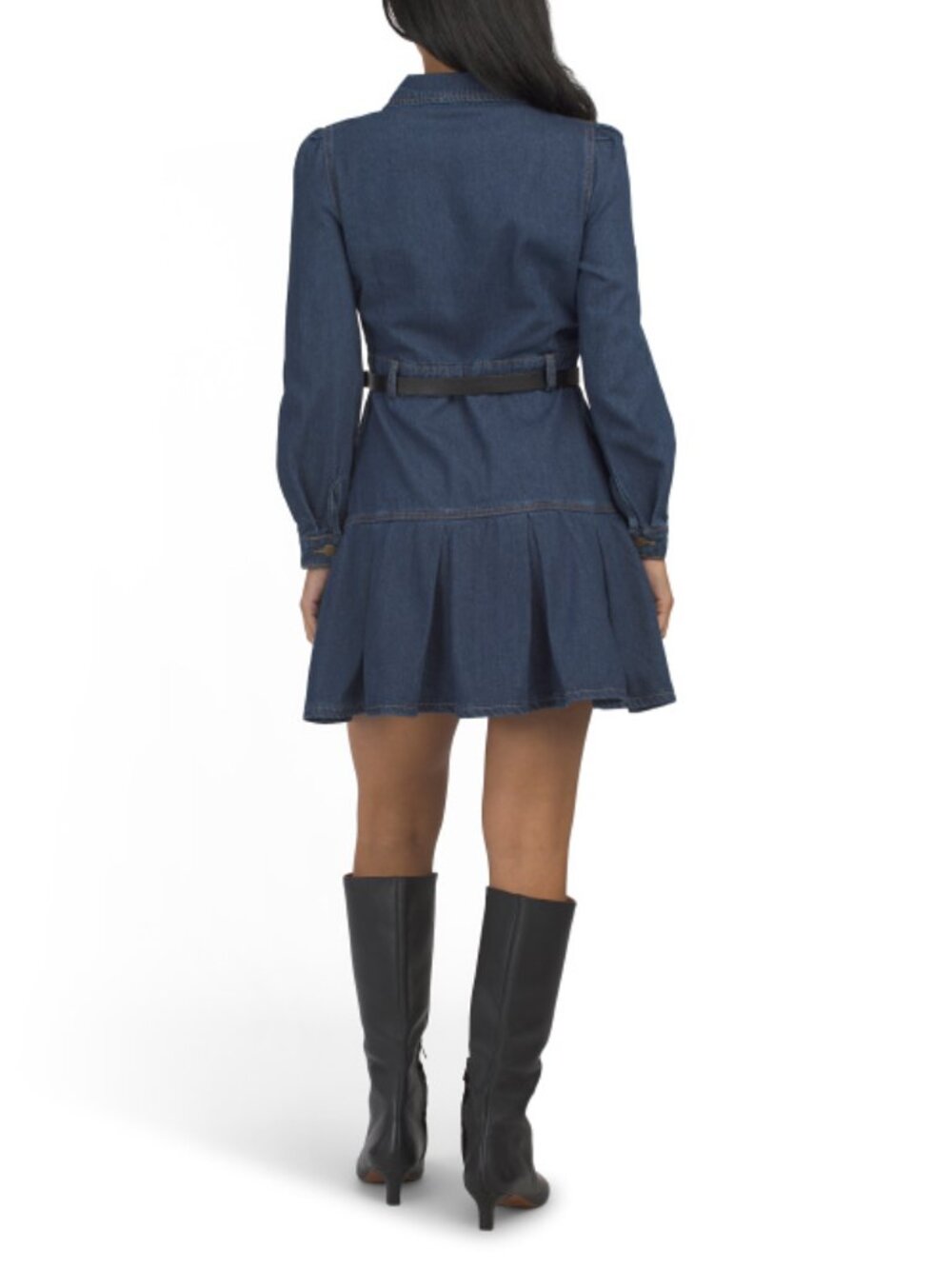 WDNY Belted Denim Mini Shirt Dress - Picture 2 of 3